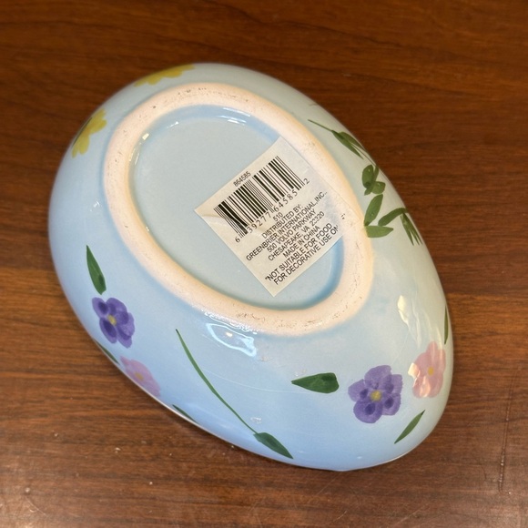 🌟3xHP🌟Blue Floral Ceramic Easter Egg Trinket Dish Decoration - Picture 7 of 8